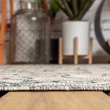 Charleston Vintage Filigree Textured Weave Indoor/outdoor Round Rug